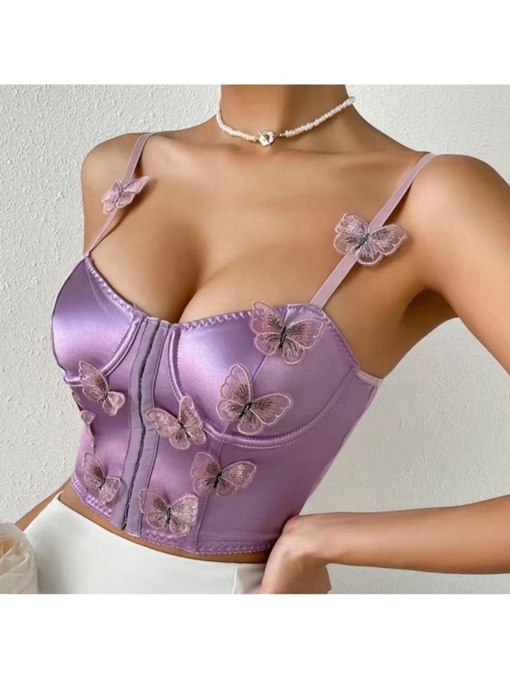 Butterfly Y2K Fairy Lavender Purple Satin Corset Bustier EDC Size Large